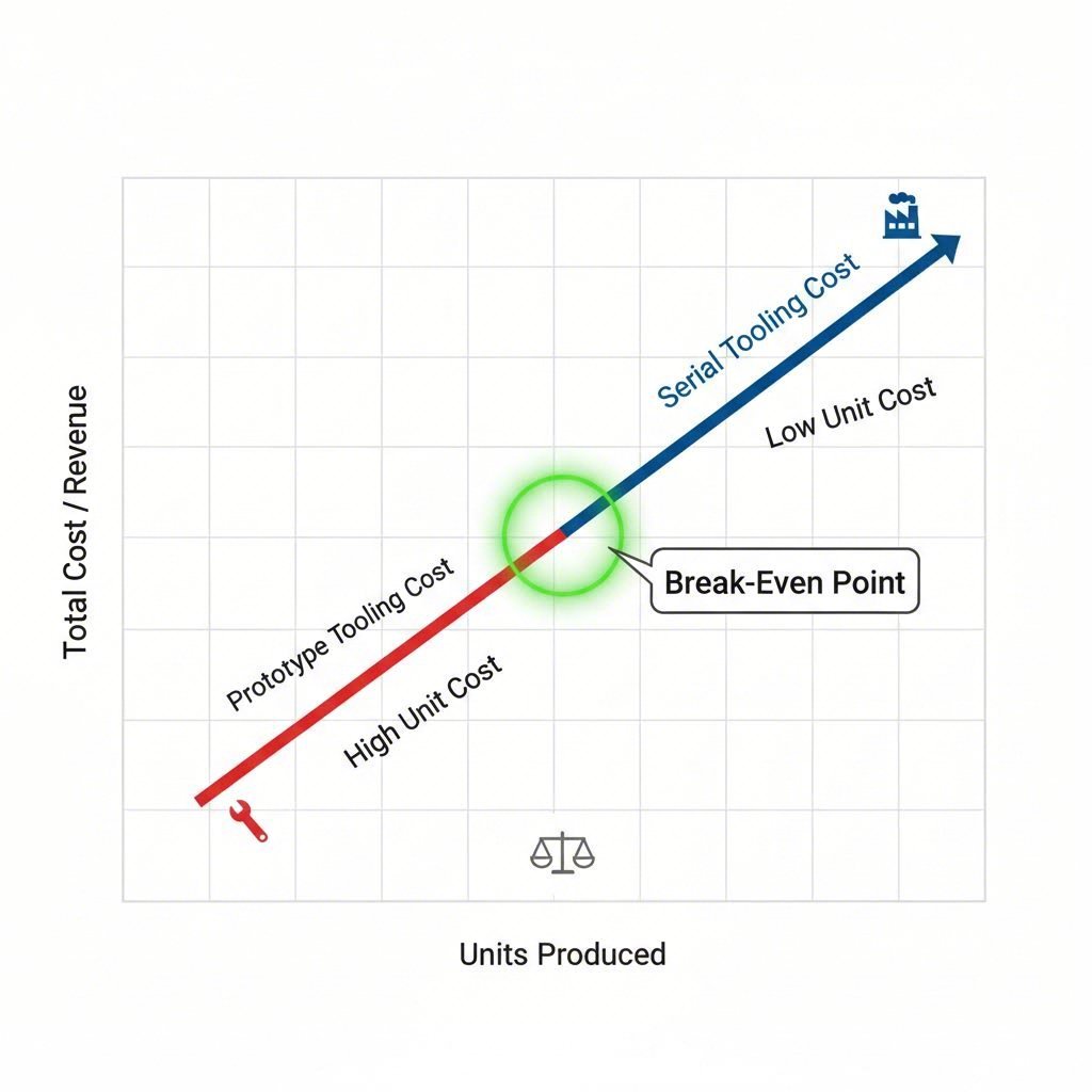 Kostenanalyse Der Break Even Point zwischen Prototypen und Serienwerkzeug