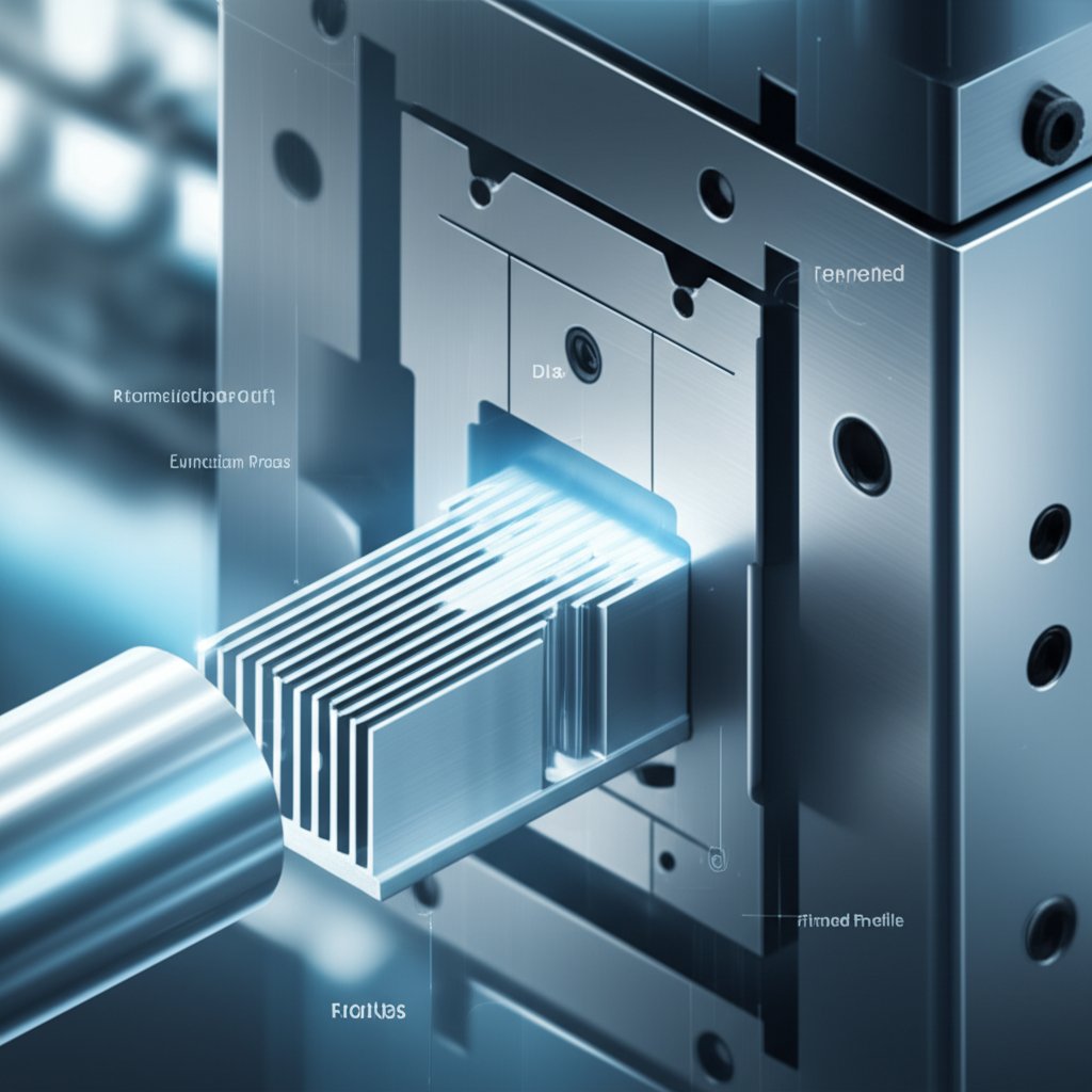 diagram of the aluminum extrusion process for manufacturing heat sinks