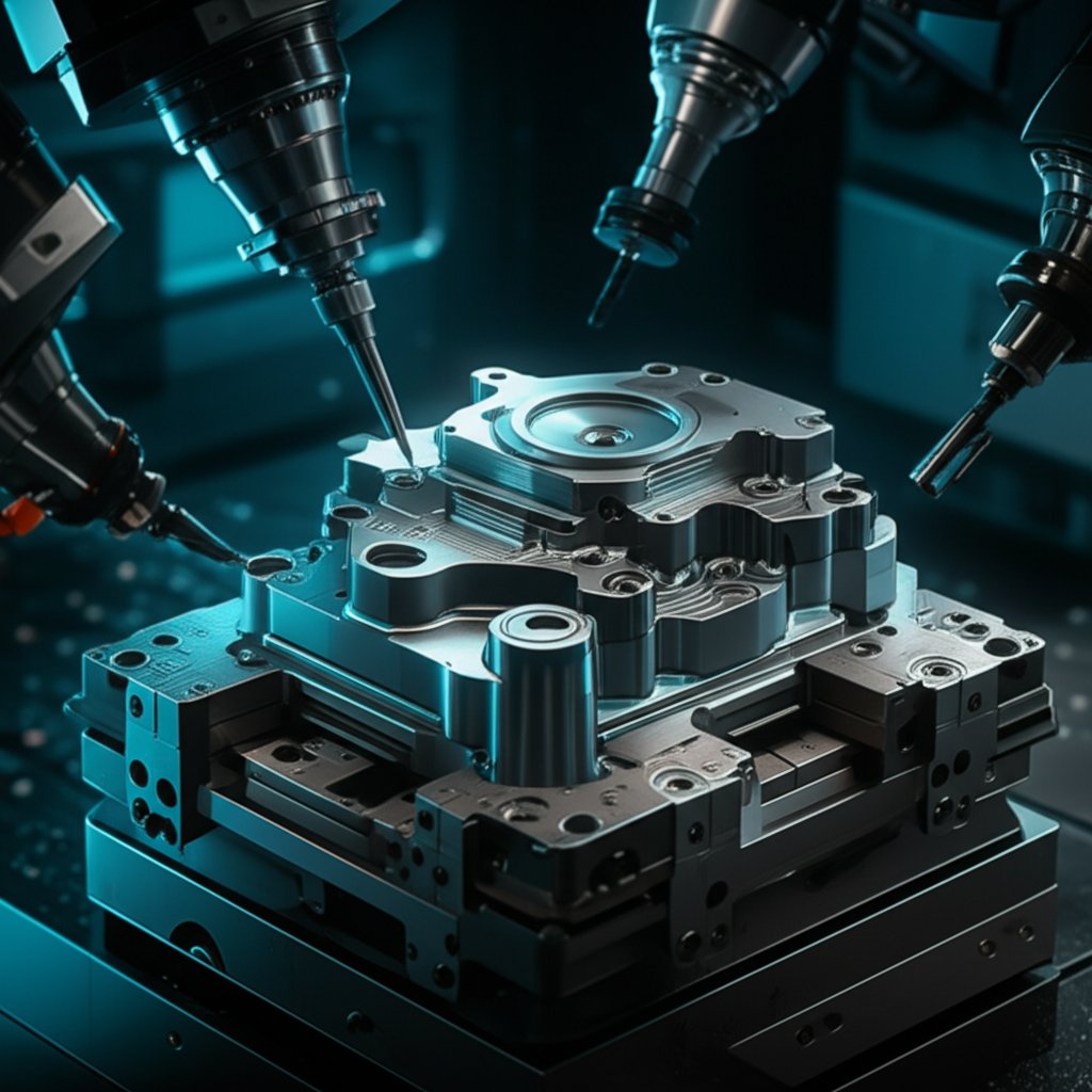 an abstract depiction of advanced and modular fixturing for complex parts