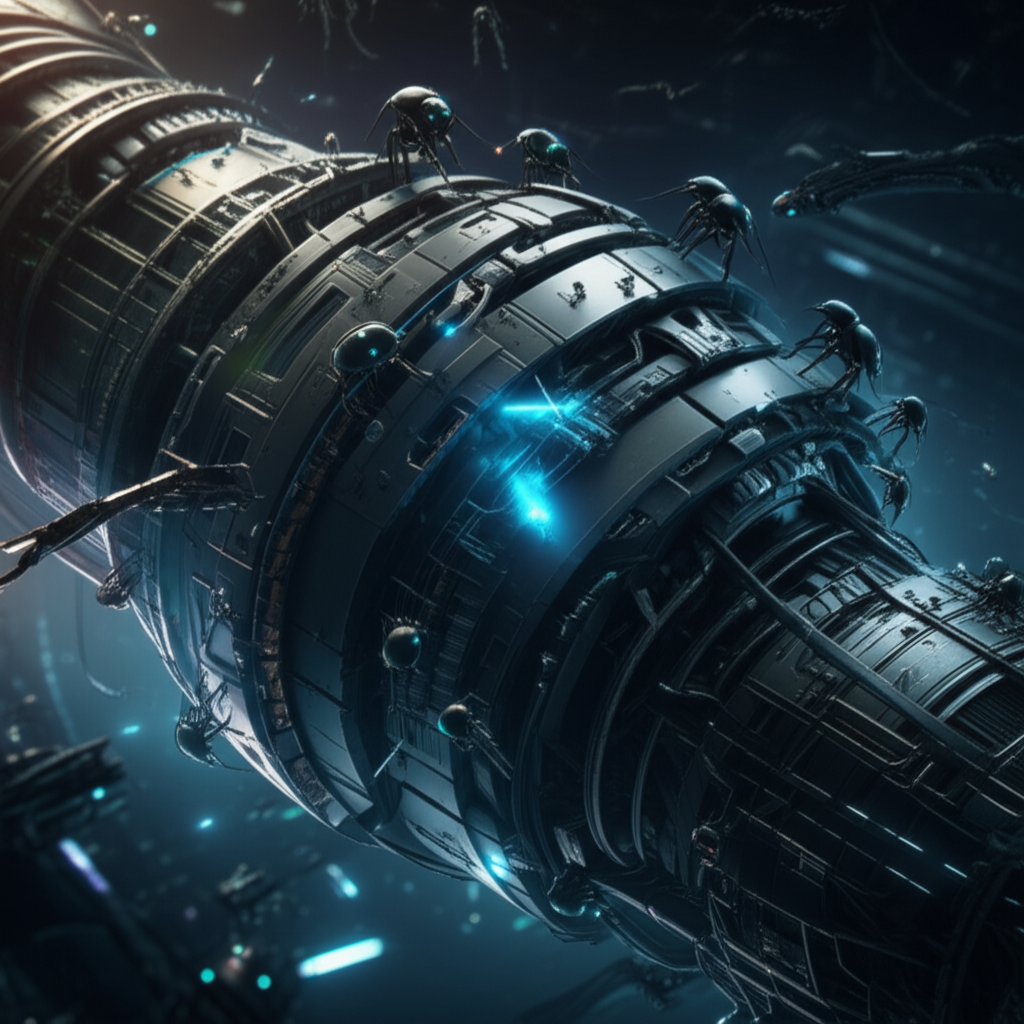 illustration of collaborative robots working on a complex part symbolizing future manufacturing trends