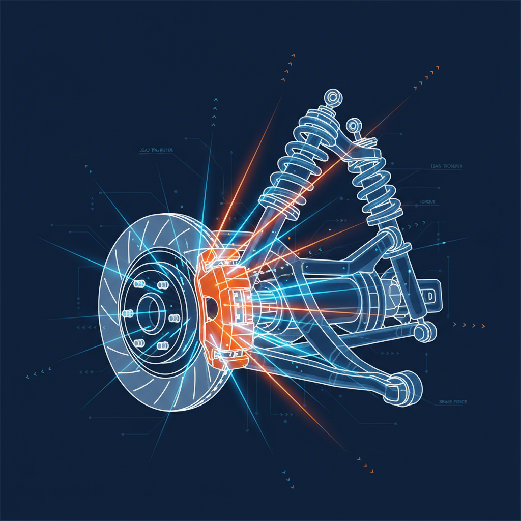 conceptual diagram of the forces acting on a vehicles control arm during braking