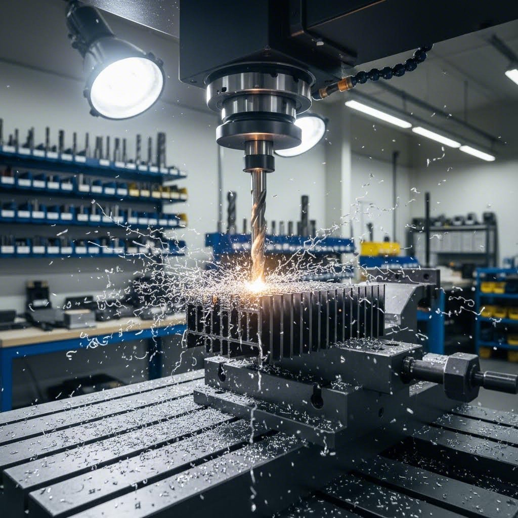 cnc machining adds precision mounting features to anodized aluminum heatsink extrusions
