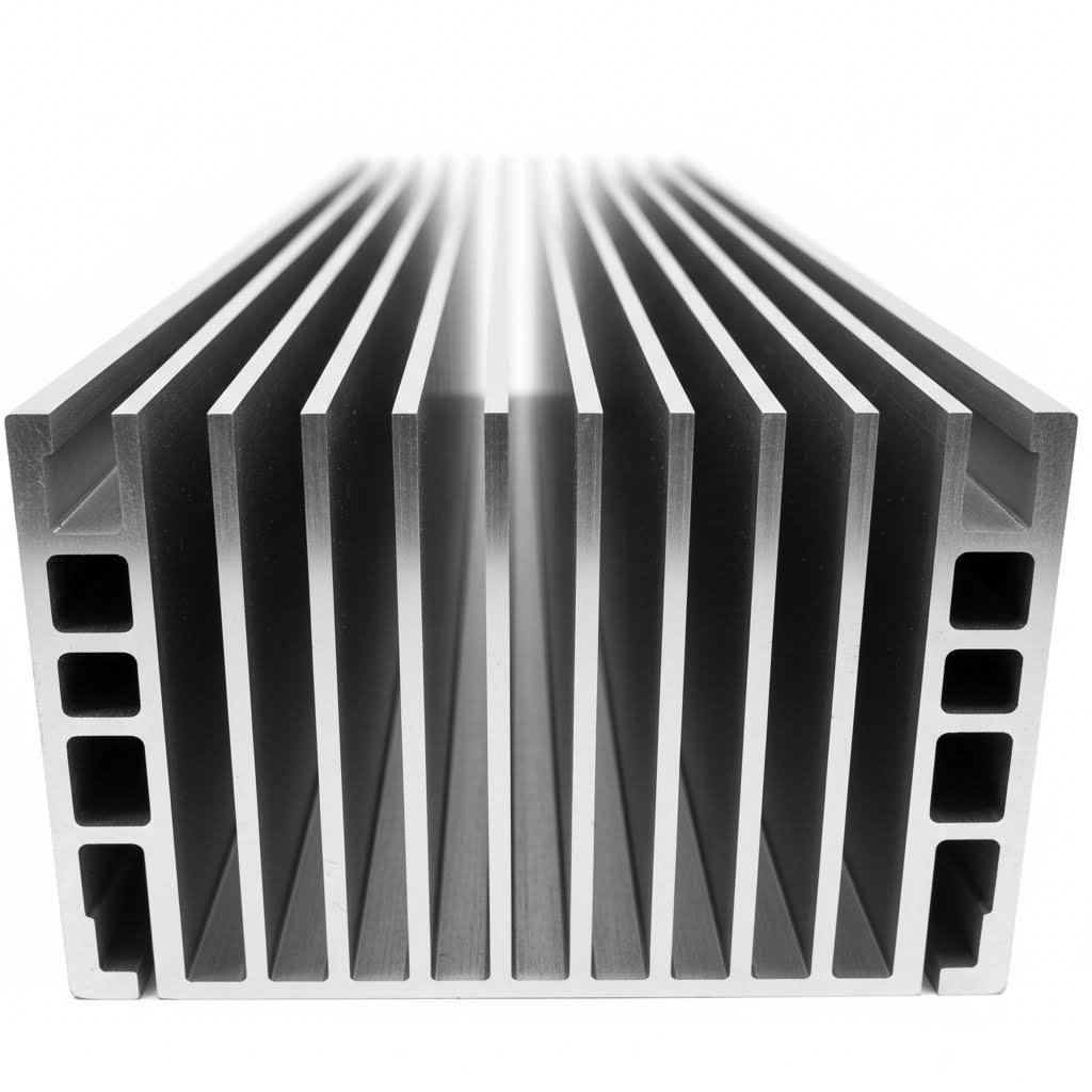precision aluminum heatsink extrusion featuring optimized fin geometry for efficient thermal management