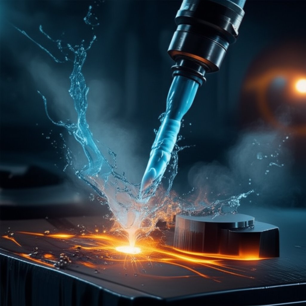 a visual metaphor for the critical role of coolant in managing heat during machining