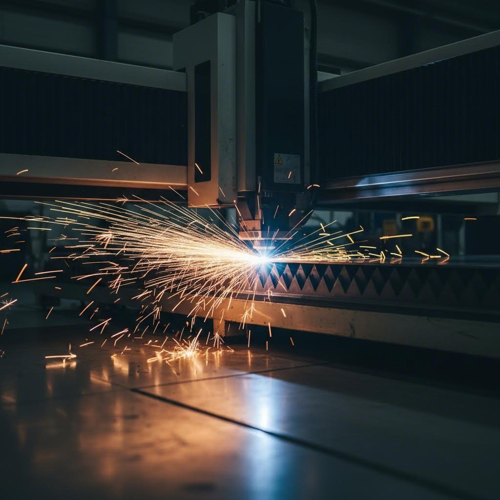 fiber laser cutting sheet steel with precision in modern manufacturing facility