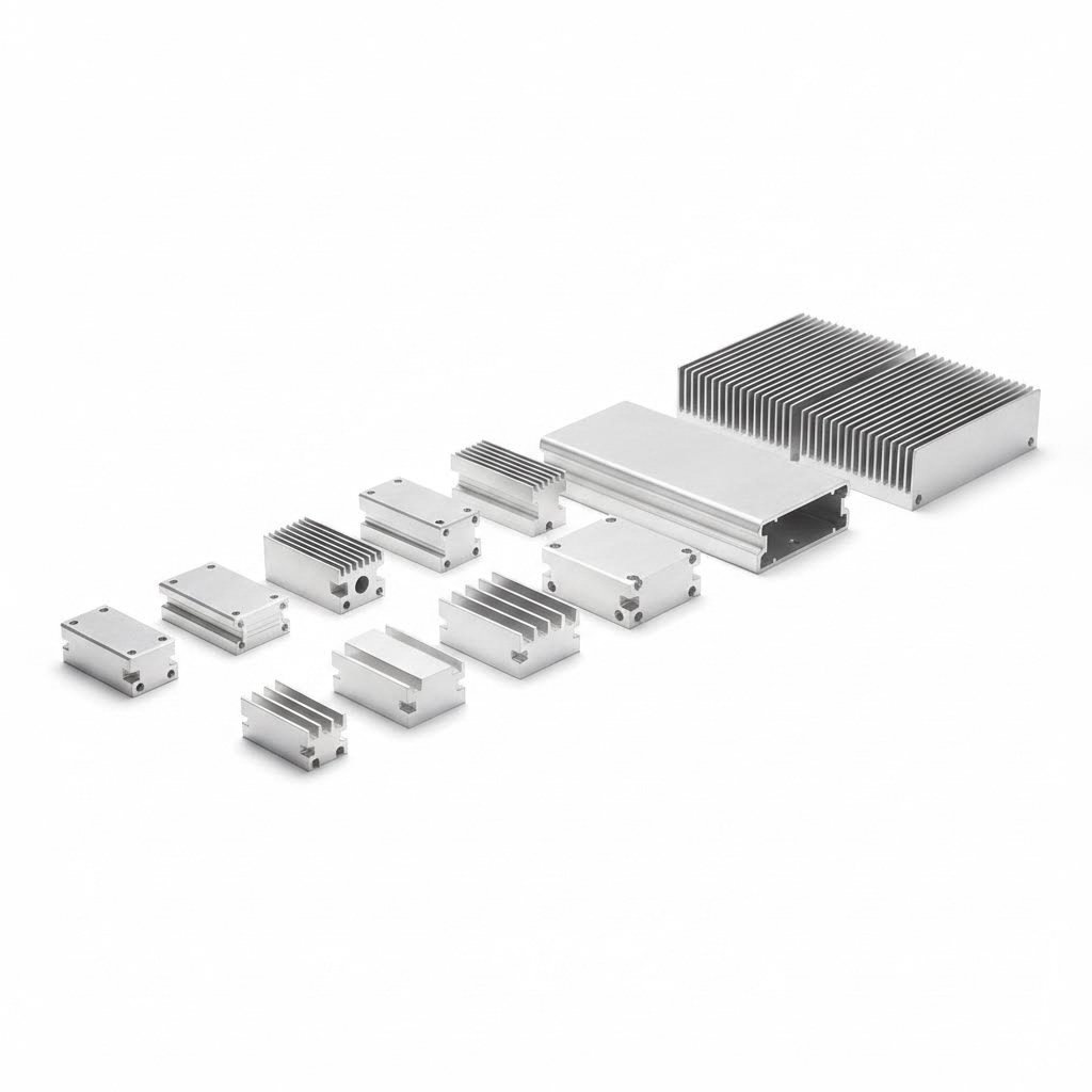 range of extruded heatsink sizes from consumer electronics to industrial power applications