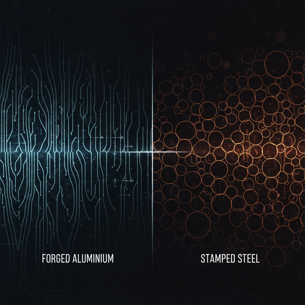 a microscopic view comparing the refined grain structure of forged aluminum to steel