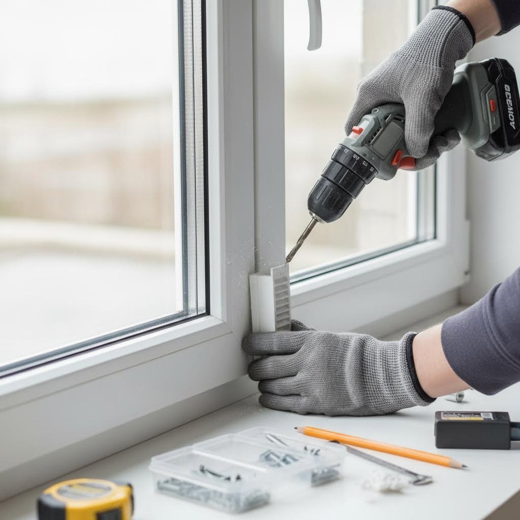 diy installation of a trickle vent into a window frame