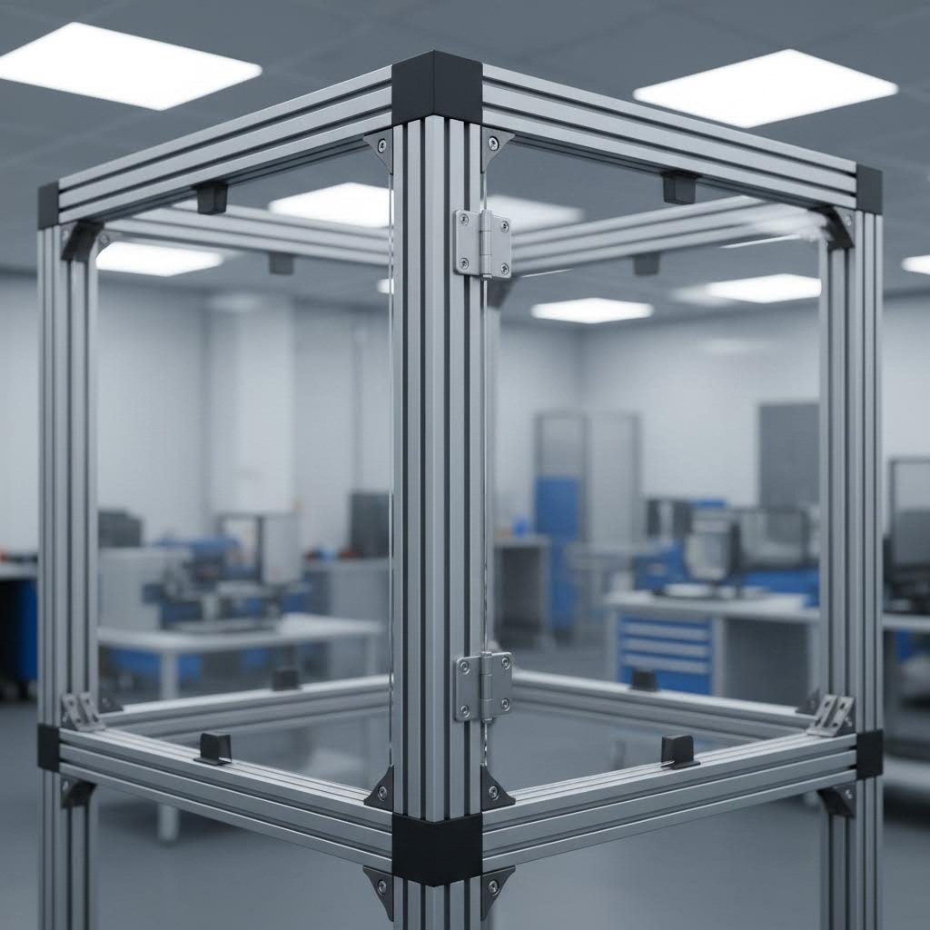 t slot enclosure frames offer modular construction for machine guarding and safety barriers
