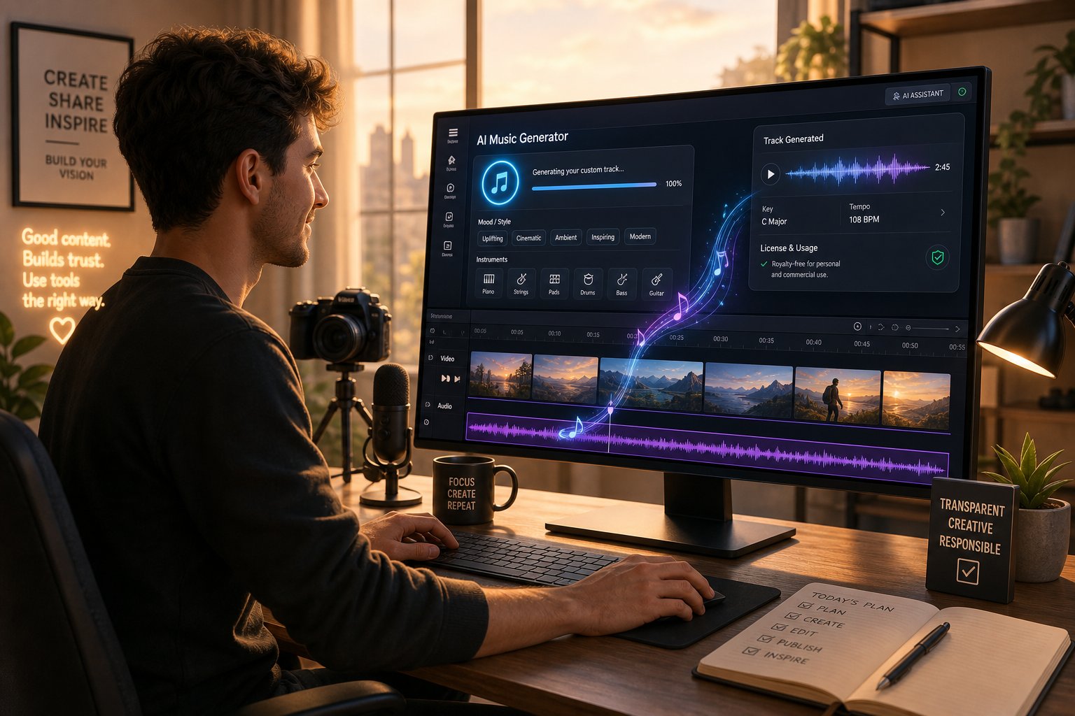 content creators use ai music generators as transparent production tools for videos podcasts and games rather than streaming uploads