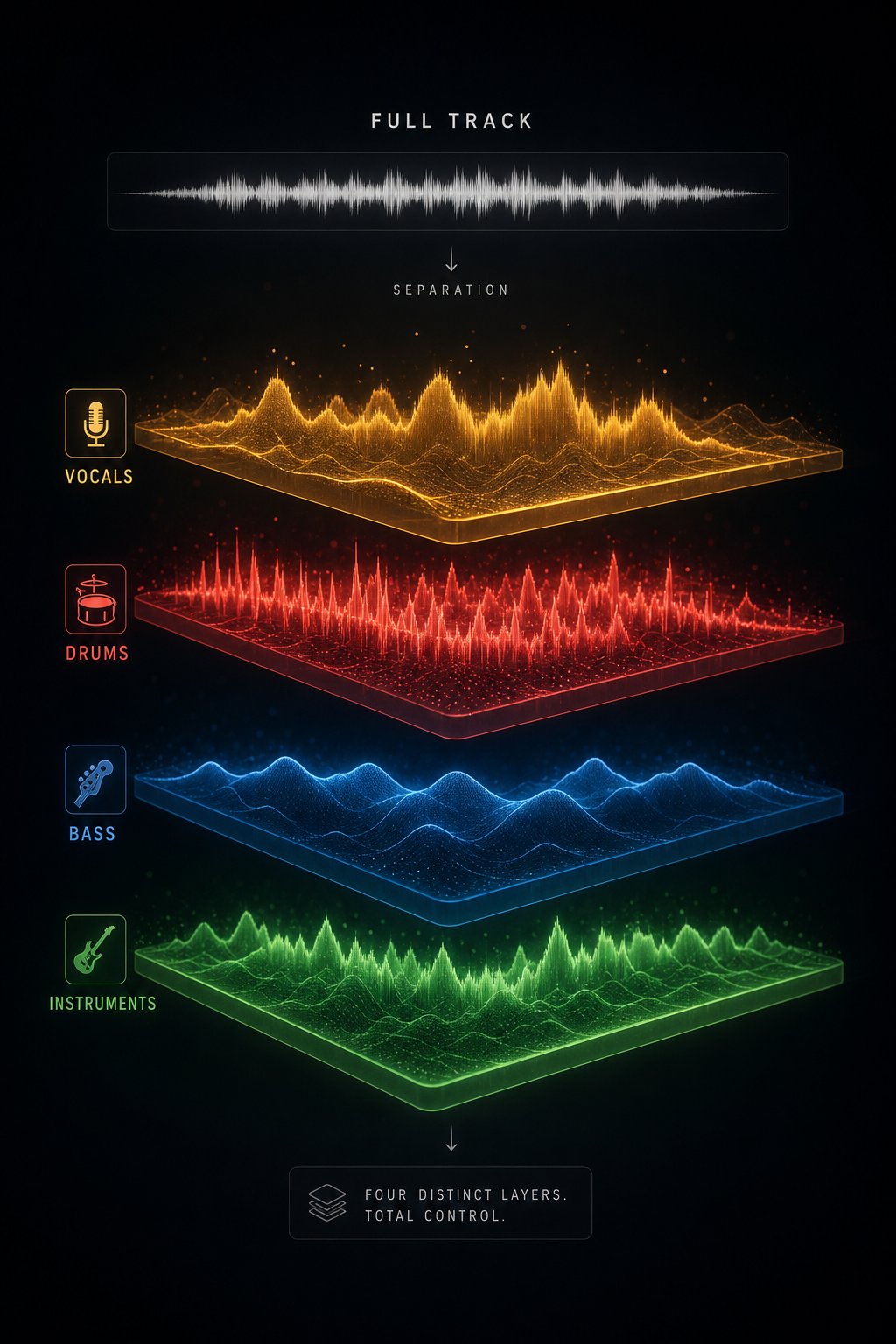 stem separation isolates vocals drums bass and instruments to reveal hidden ai artifacts