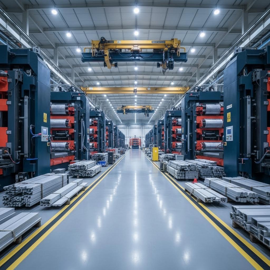 advanced extrusion facility with multiple press capacities for custom aluminum production