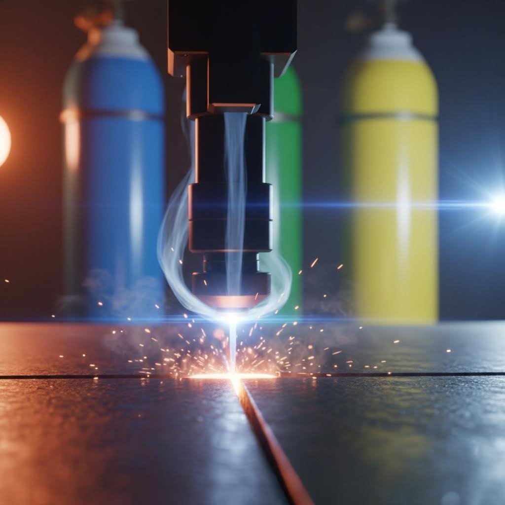 laser cutting nozzle with assist gas stream removing molten material from the cut zone