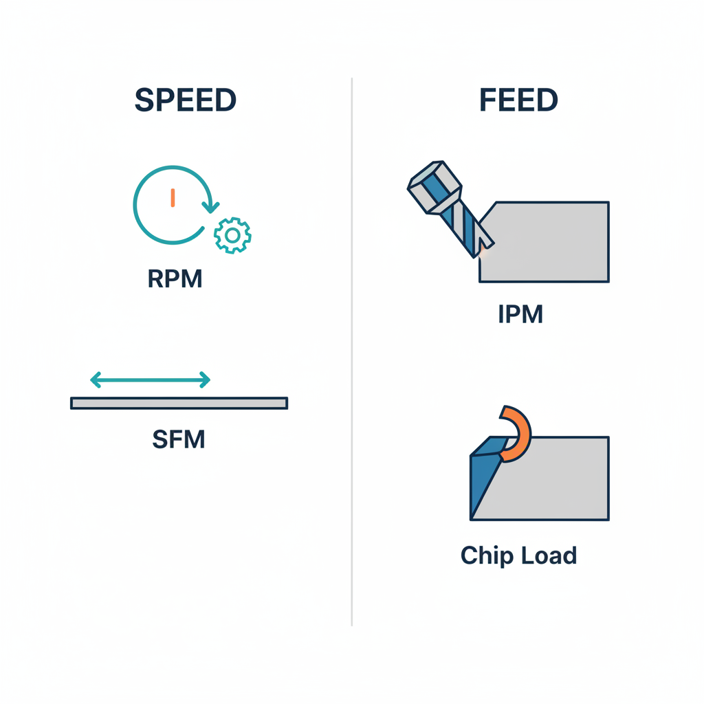visual explanation of the key concepts in machining speed and feed rate