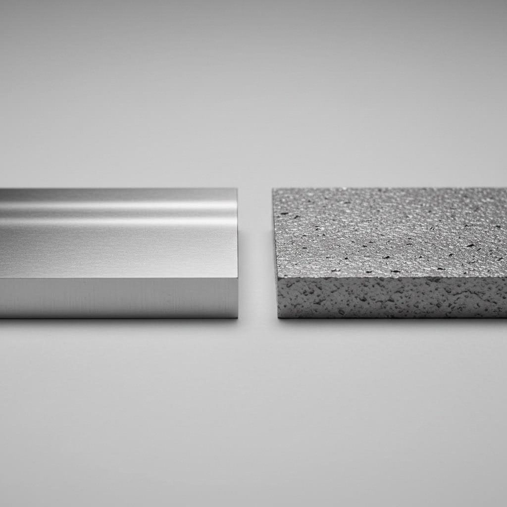 aluminum alloy comparison highlighting surface finish differences between architectural and structural grades
