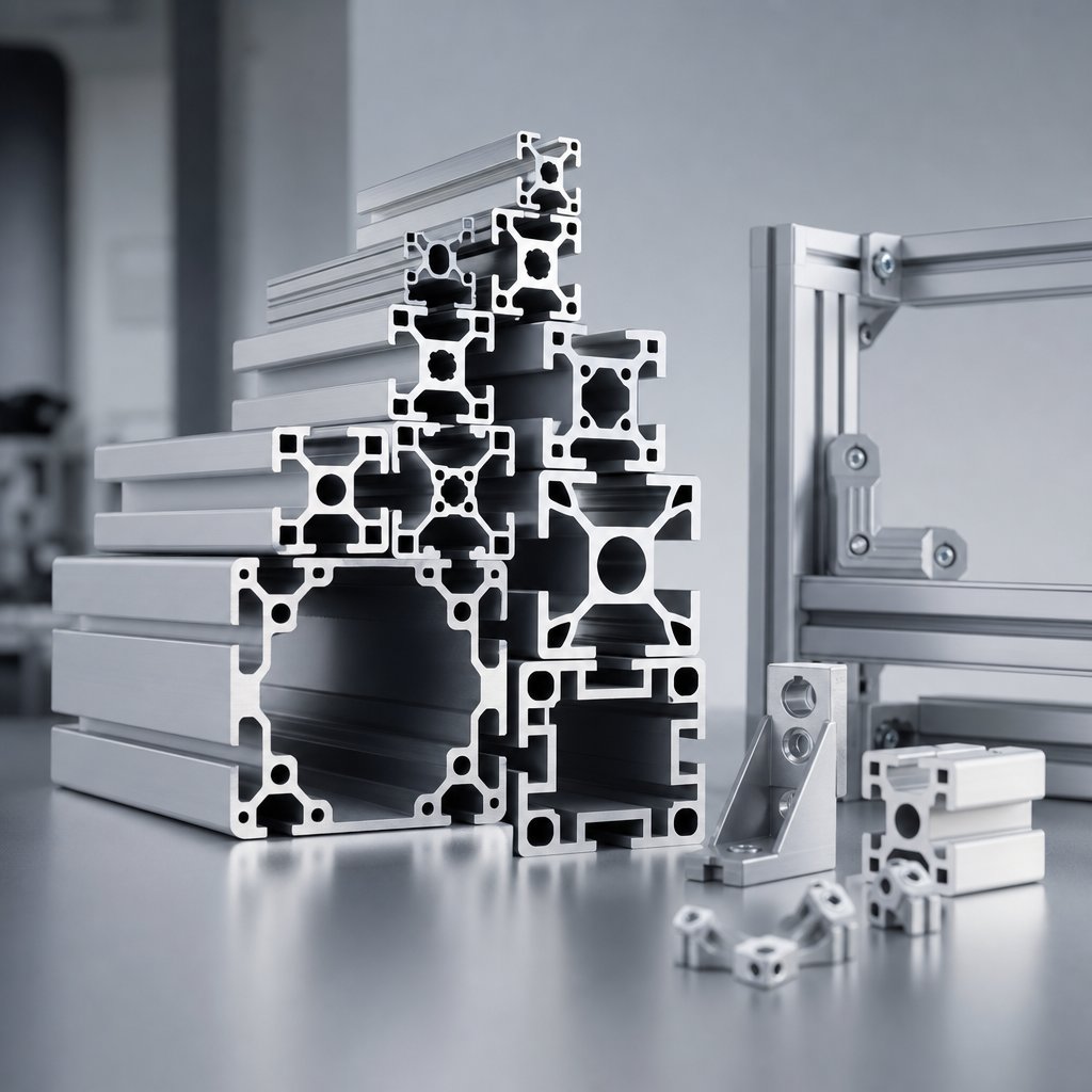 industrial aluminum extrusion profiles showcasing diverse t slot configurations for modular framing applications