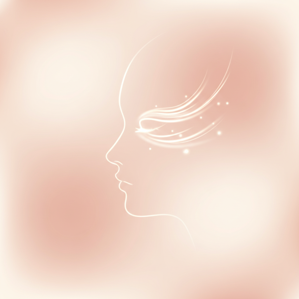 an artistic rendering of how a silk sleep mask gently protects the delicate skin around the eyes