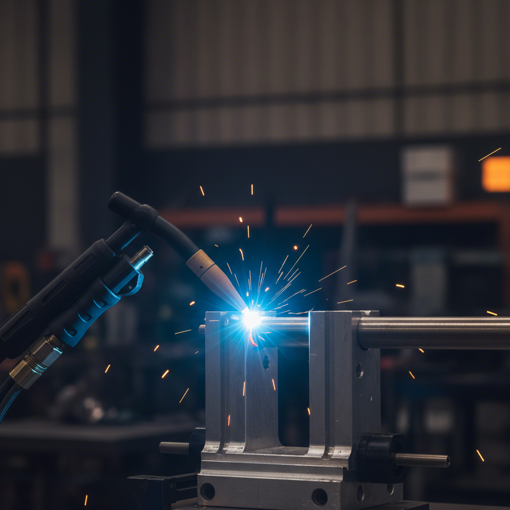 close up of a tig welder creating a precise seam on chromoly tubing