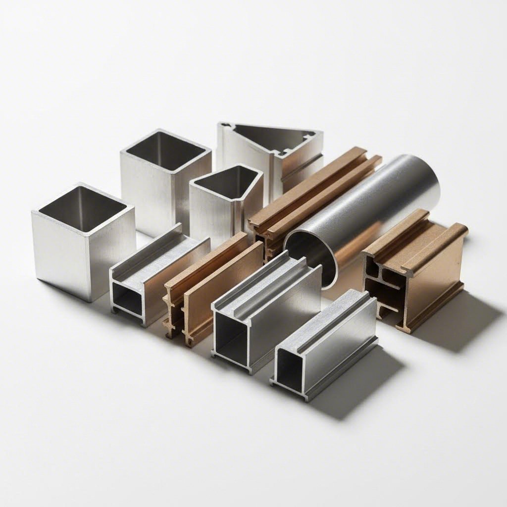 aluminum extrusion profiles showing various cross sectional shapes for cabinet applications