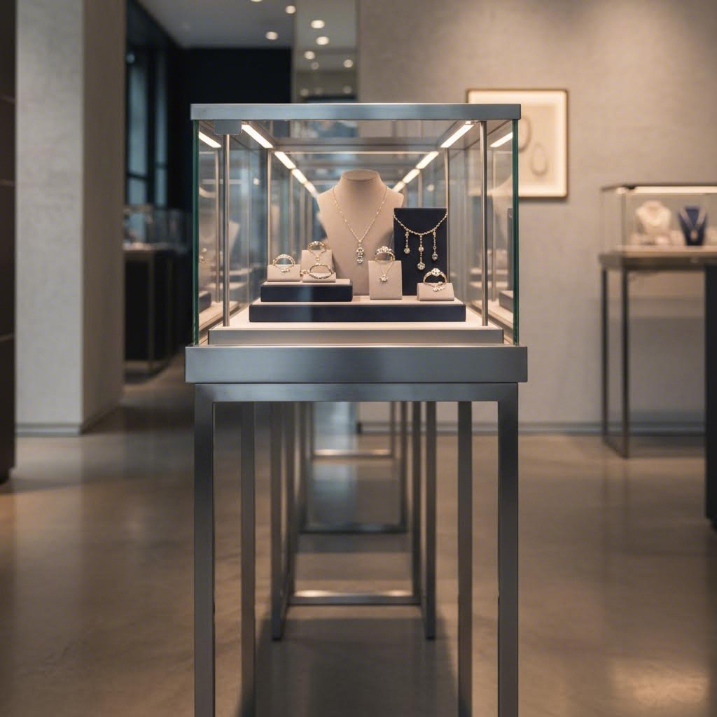 aluminum framed display case demonstrating commercial retail applications