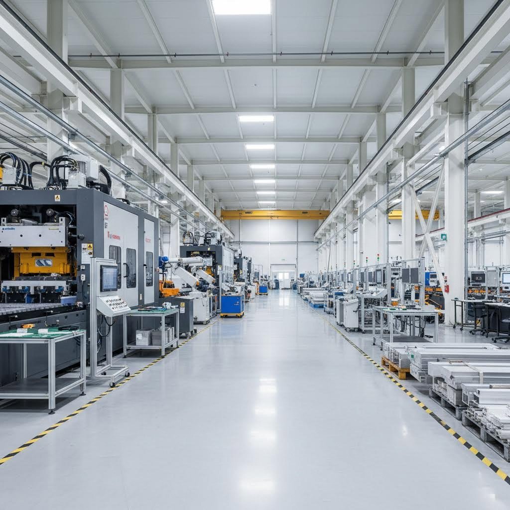 modern aluminum extrusion facility with multiple production lines and quality control stations