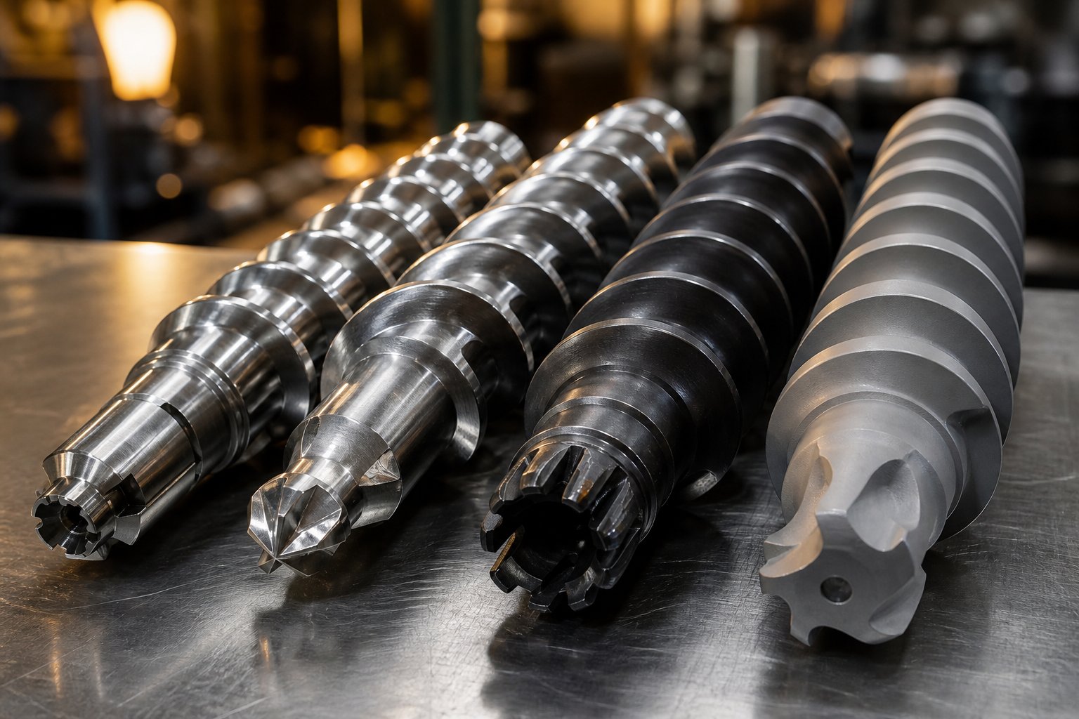 screw elements manufactured in different steel grades and surface treatments for varied processing environments