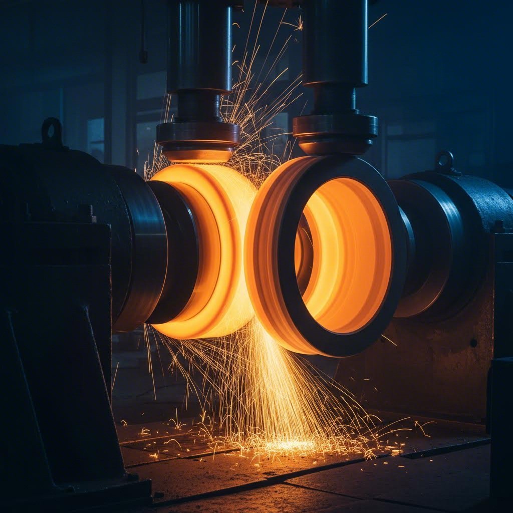 flow forming process strengthening wheel barrel through heat and pressure