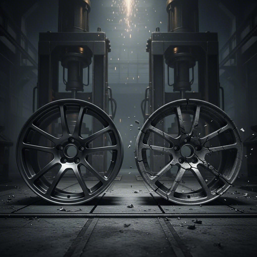 forged versus cast wheel impact comparison showing different failure characteristics