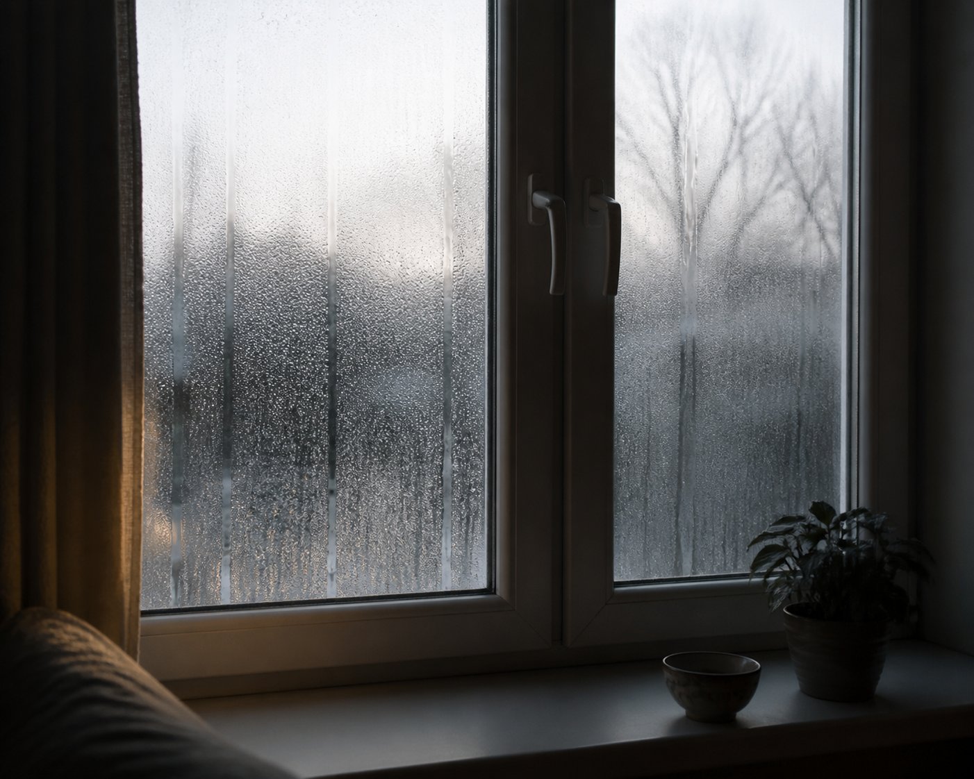 condensation forming on window glass signals excess indoor humidity that background ventilation can prevent