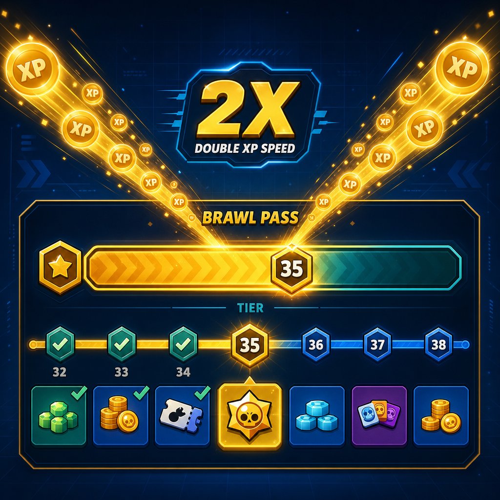 how the xp doubler pool depletes as you earn brawl pass xp from quests and activities