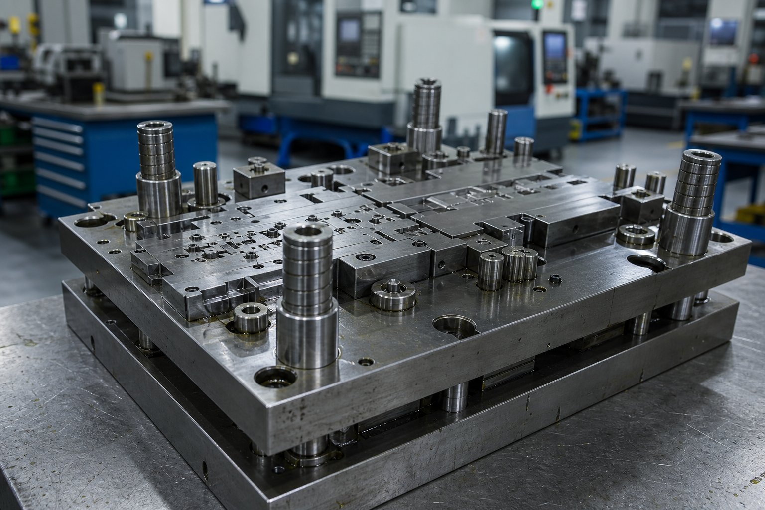 info-1-1 precision stamping die assembly built by a specialized die manufacturer for high volume metal part production
