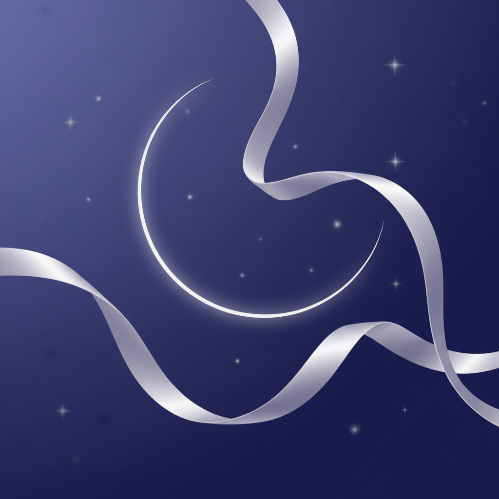 a flowing satin ribbon against a night sky representing deep luxurious sleep