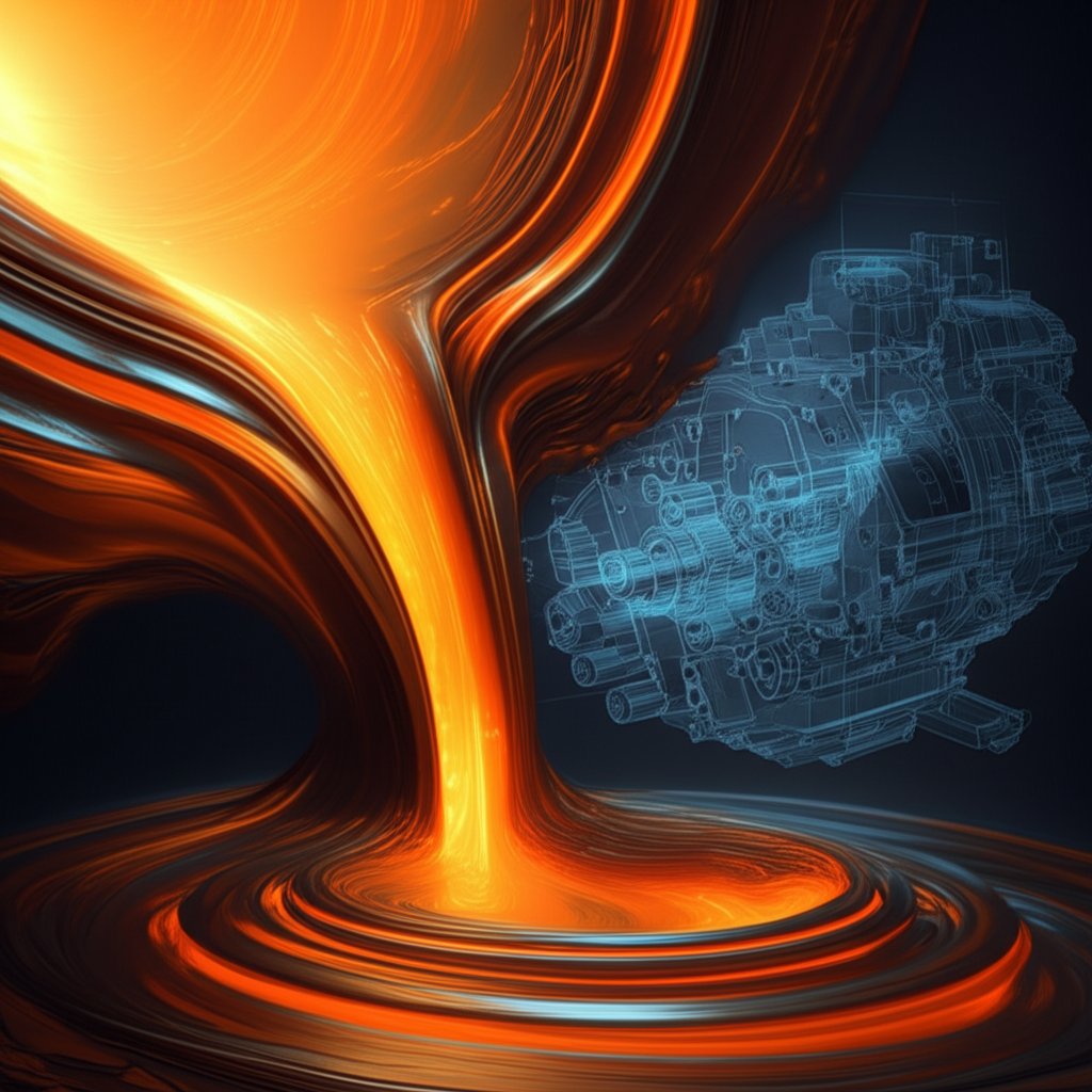 conceptual visualization of the die casting process for a precision gearbox casing
