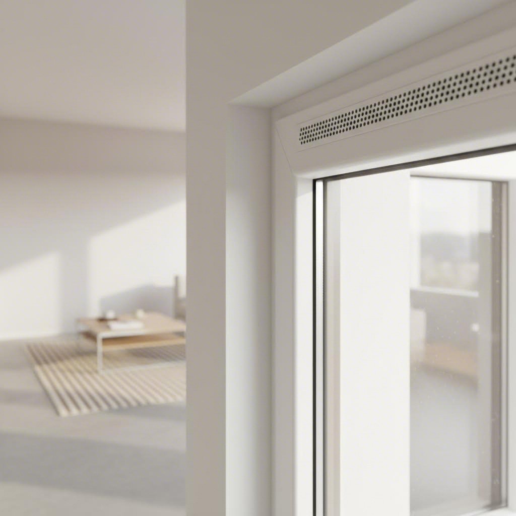 modern upvc window with integrated trickle vent for continuous background ventilation