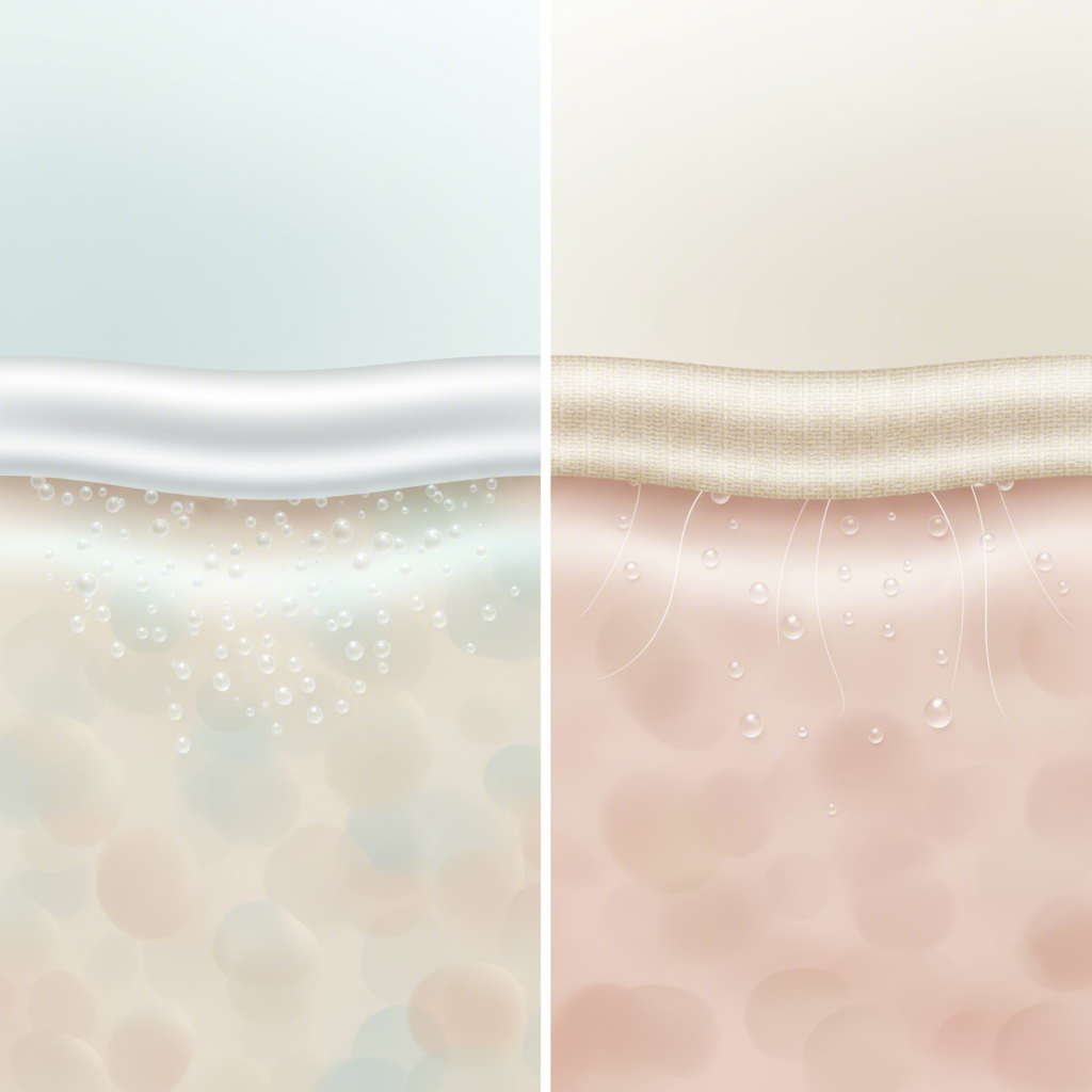 diagram showing how silk retains skin moisture compared to other fabrics