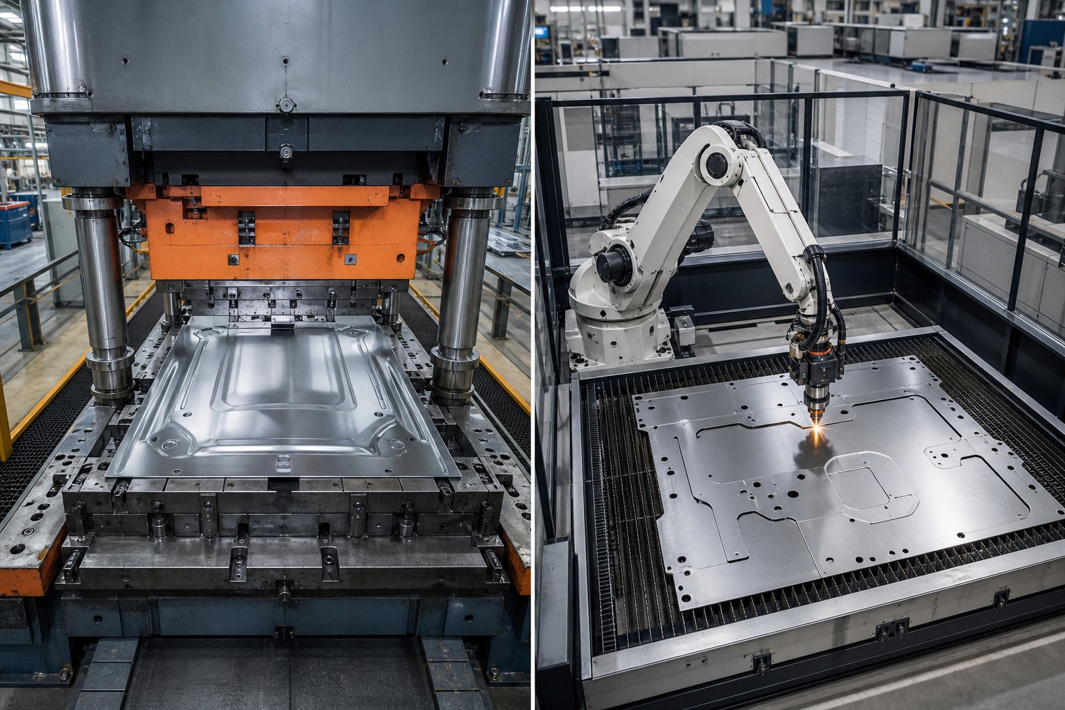 info-1-1 die stamping versus laser cutting for large metal components each suited to different volume and geometry requirements