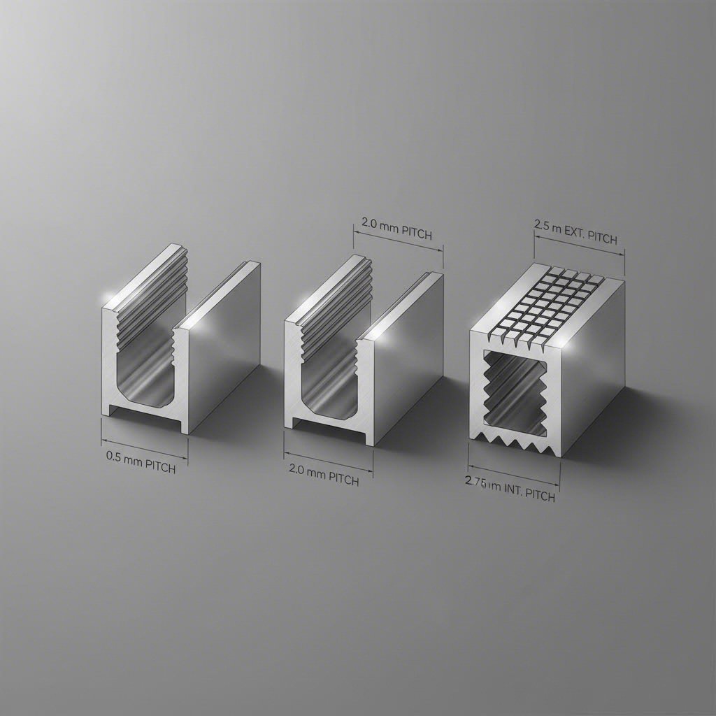 various serration geometry configurations for aluminum tube profiles