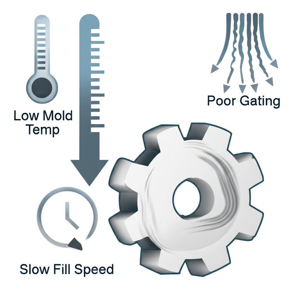 infographic showing the main causes of flow marks in die casting