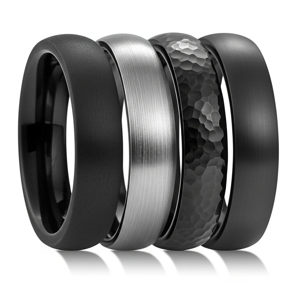 side by side comparison of black ring finishes for durability and comfort