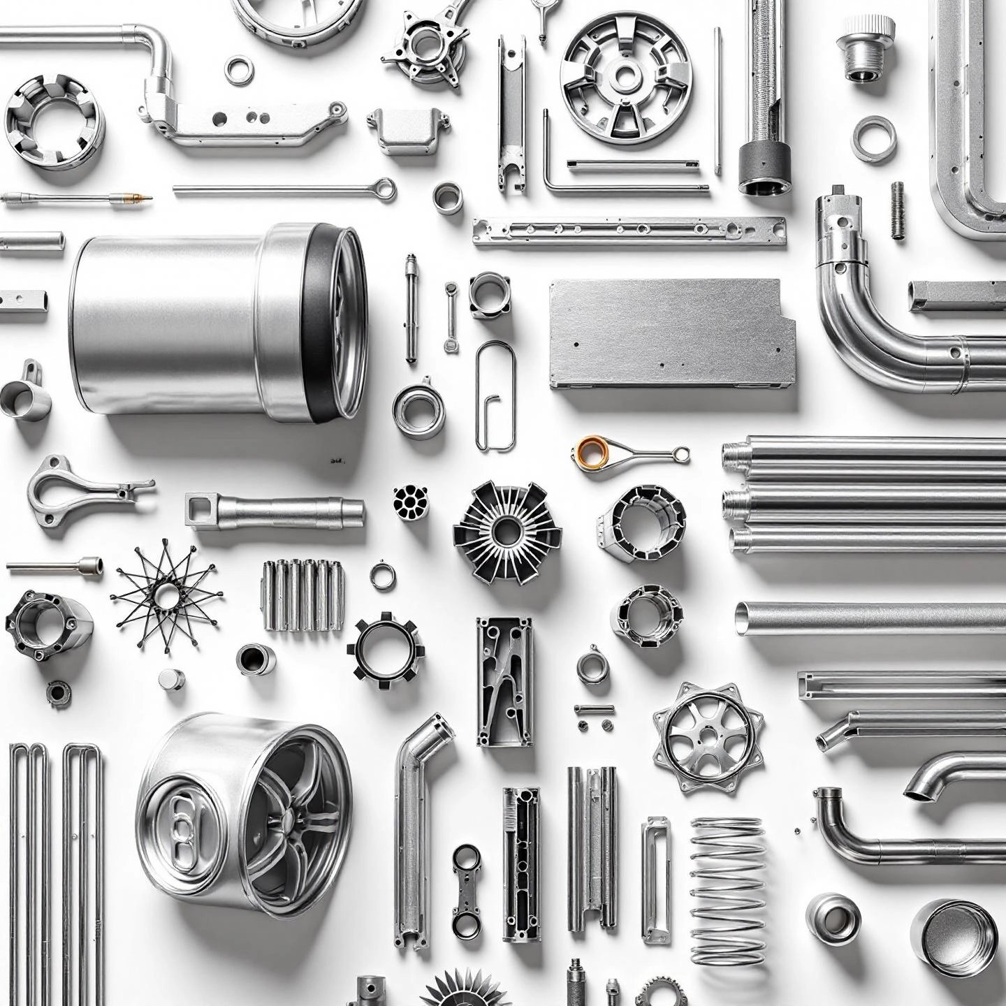 a variety of aluminum products representing the wide applications and market value of aluminum per pound