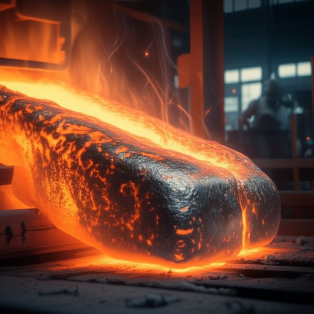aluminum ingot melting in a high temperature industrial furnace