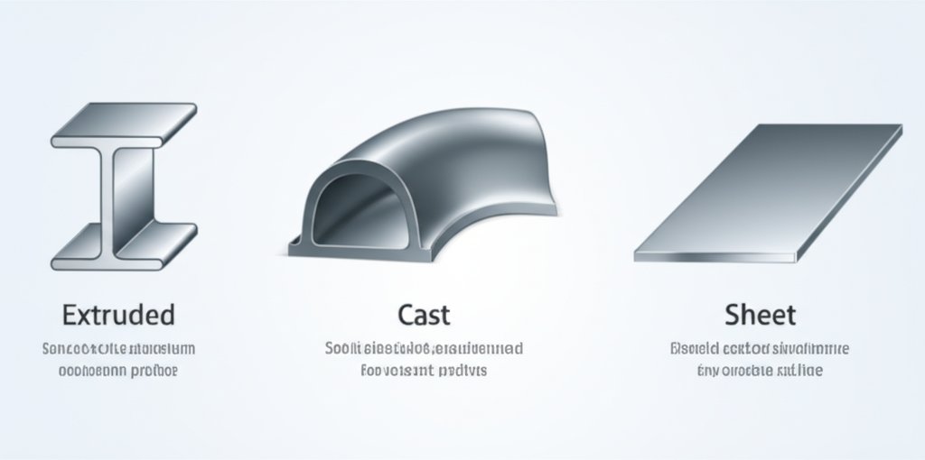 visual comparison of extruded cast and sheet aluminum forms