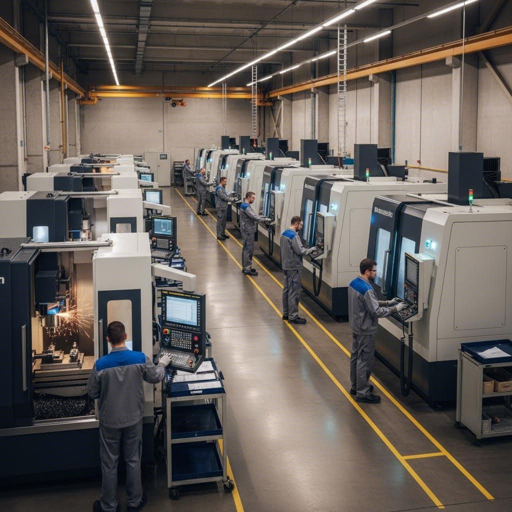 professional machine shop facility with advanced cnc equipment