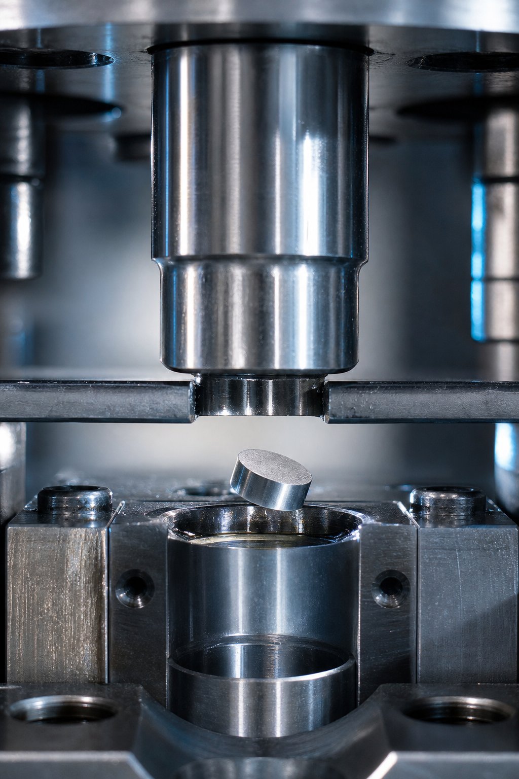 punch to die interaction during a progressive stamping operation showing proper clearance and slug separation