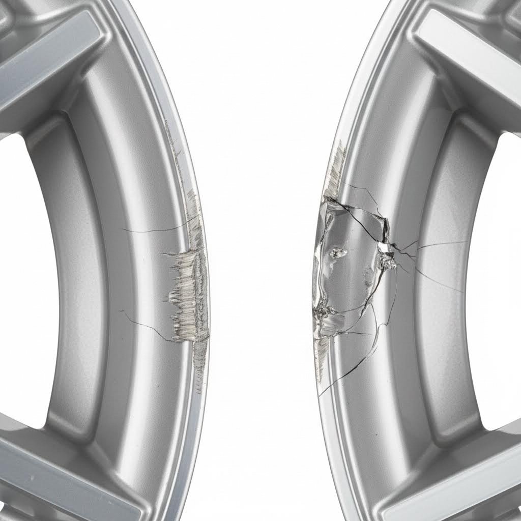 distinguishing cosmetic curb rash from structural damage determines whether immediate action is required