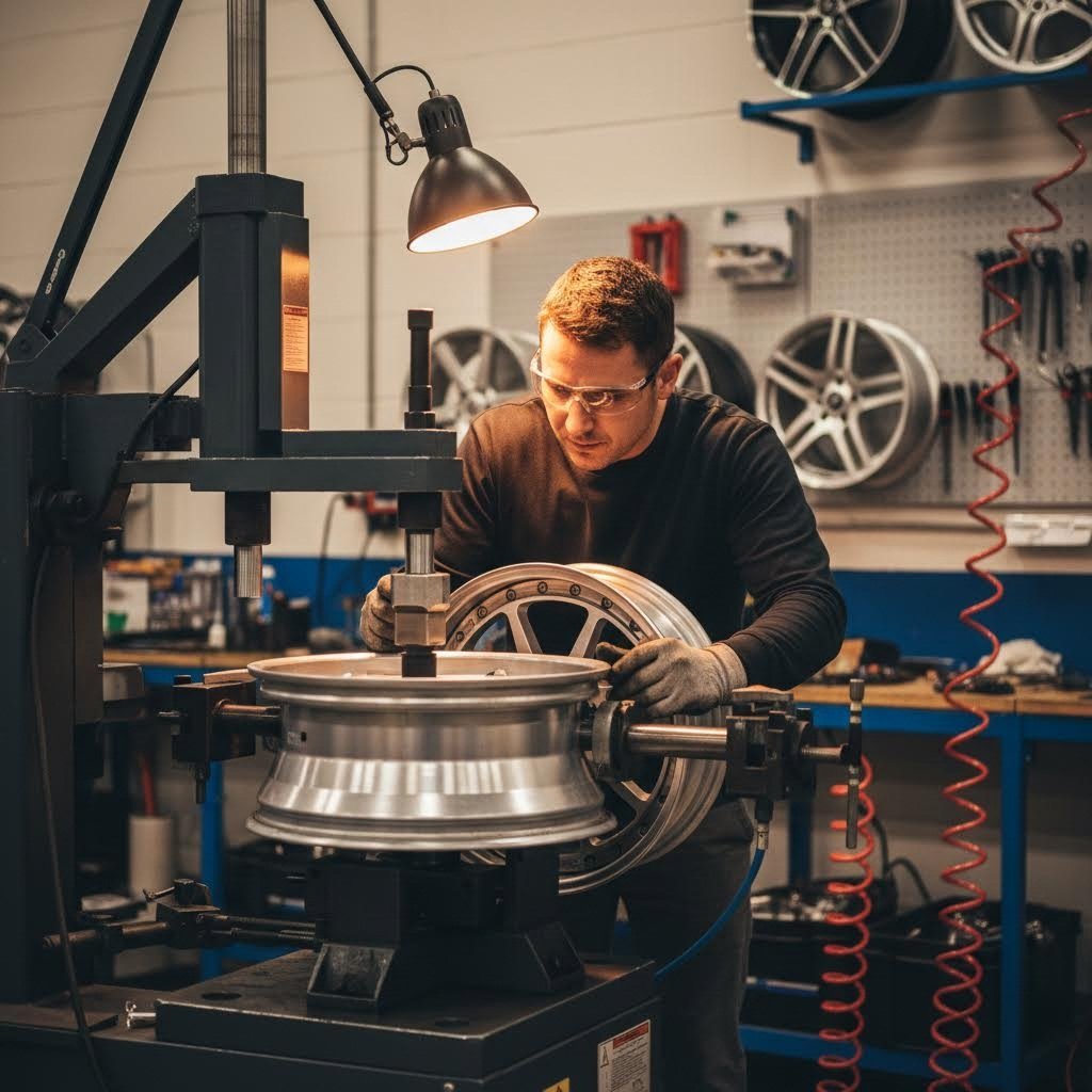 professional wheel straightening requires specialized equipment and expertise for safe forged wheel repair