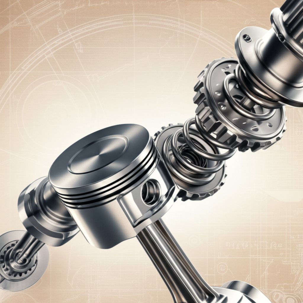 abstract representation of precision component assembly in automotive design