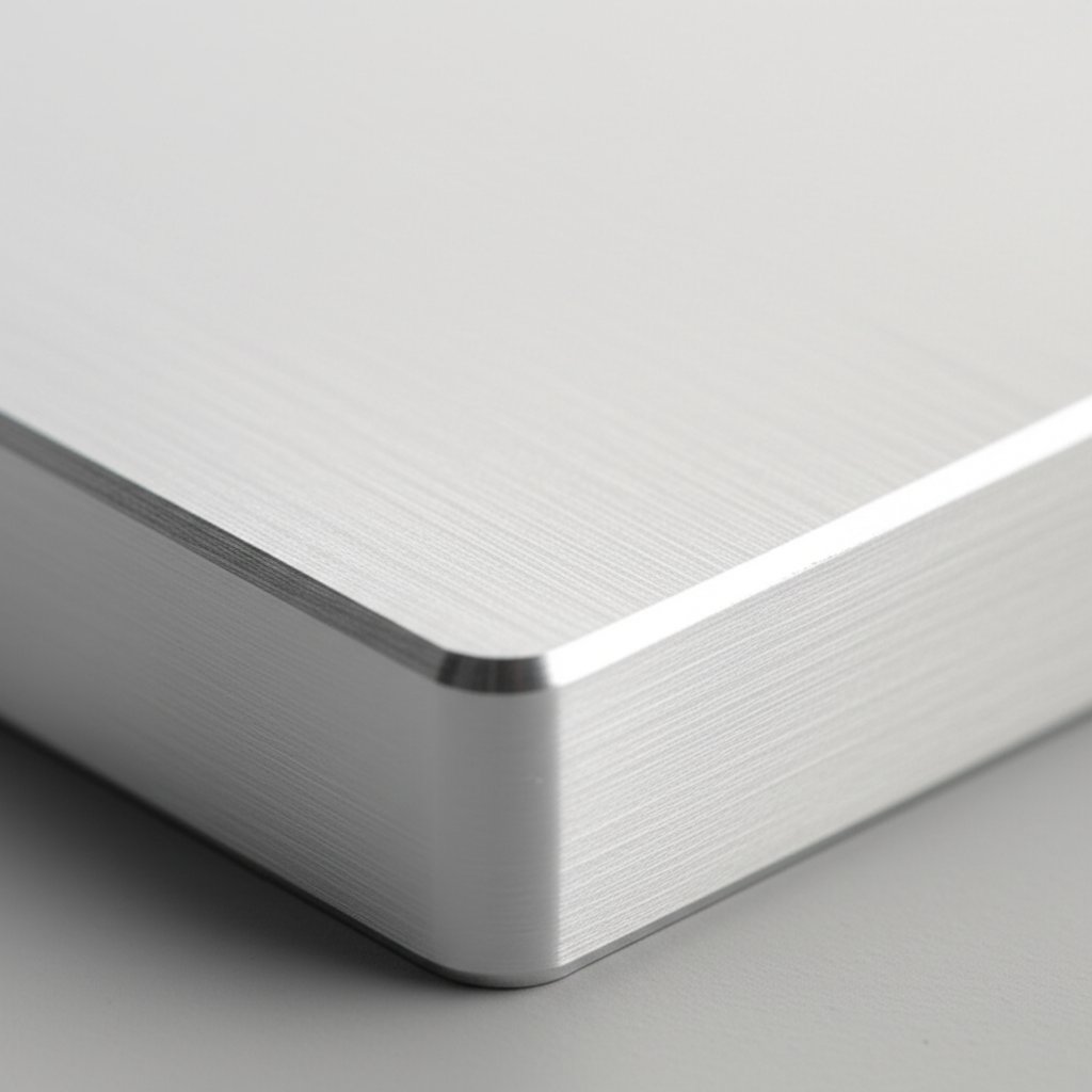 close up of clear anodized aluminum surface with metallic sheen