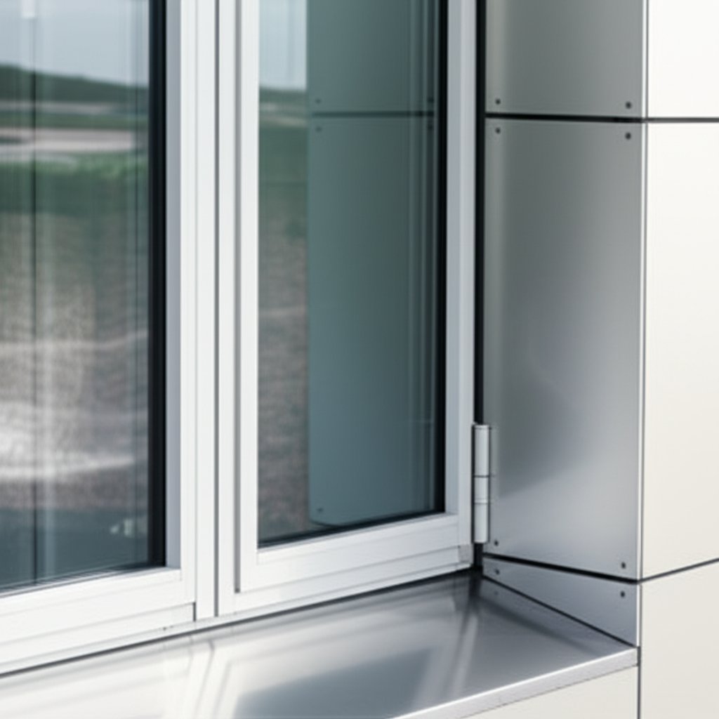modern building exterior with clear anodized aluminum accents