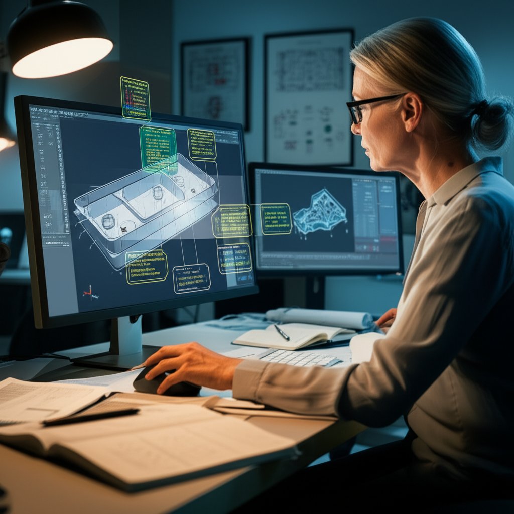 engineer applying dfm rules to aluminum part design